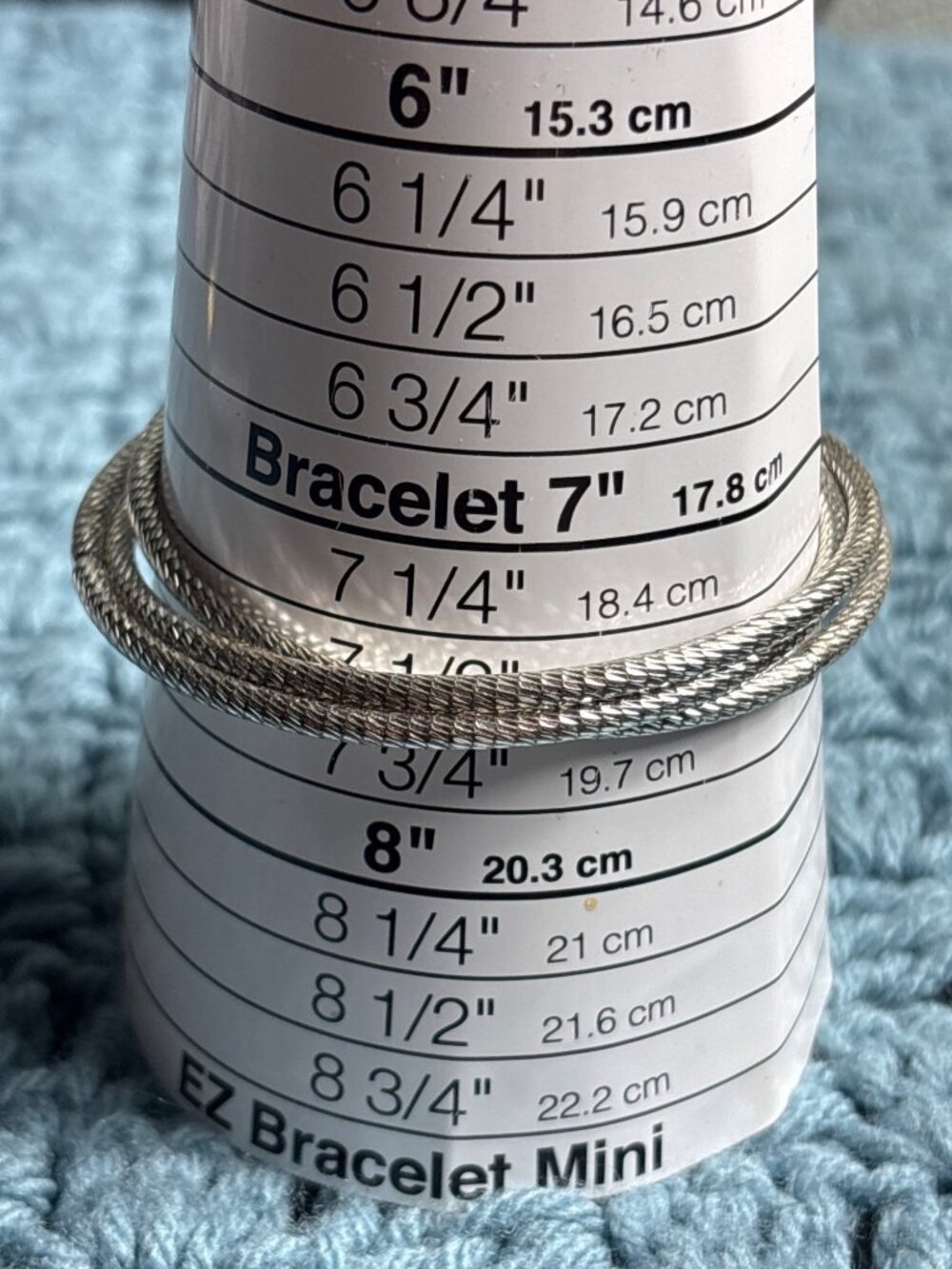 3 Interlocking Silvertone Bangle Bracelet Textured 7.5 inches Long